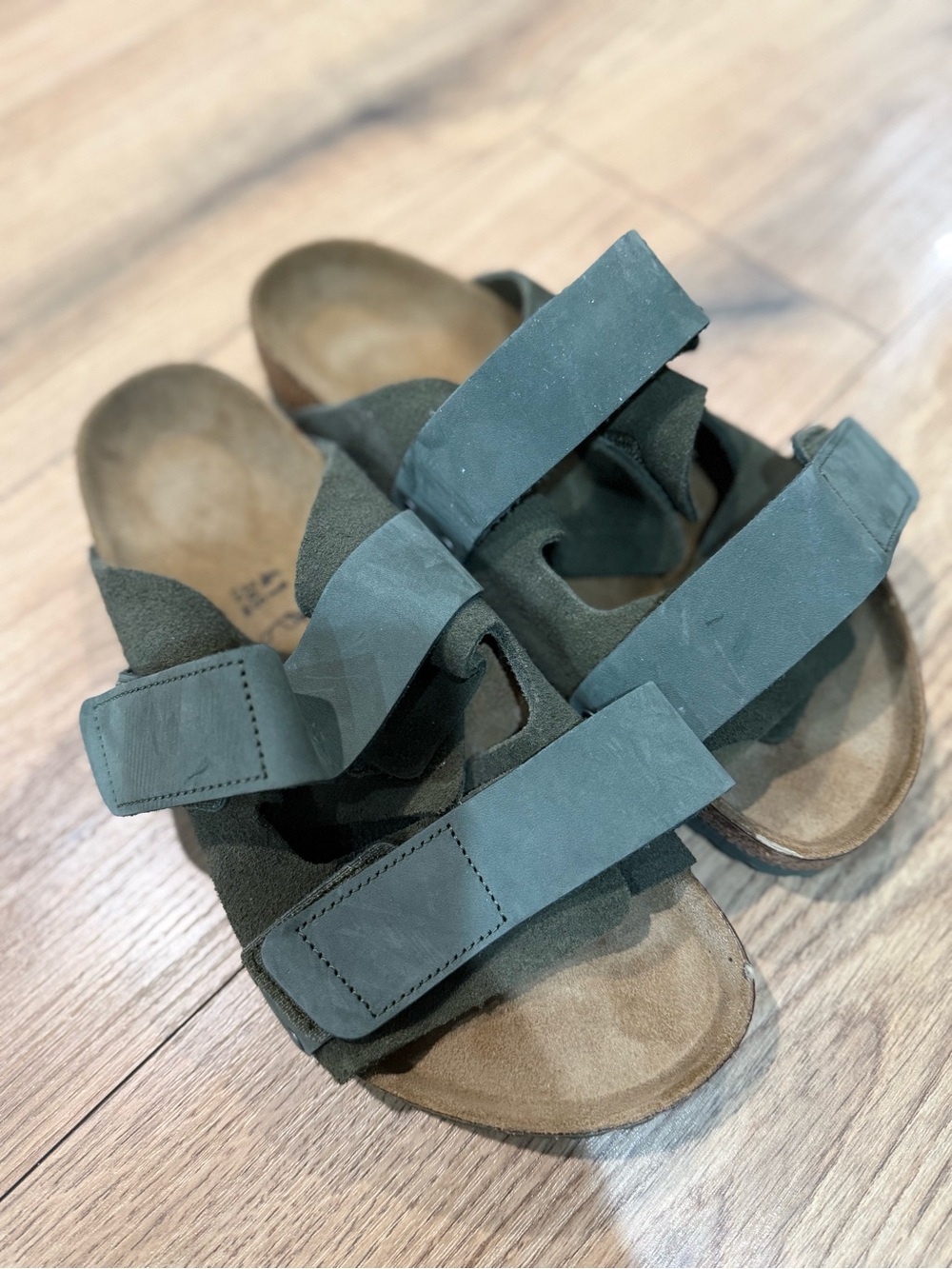 Birkenstock Olive Green Suede Adjustable Strap Sandals